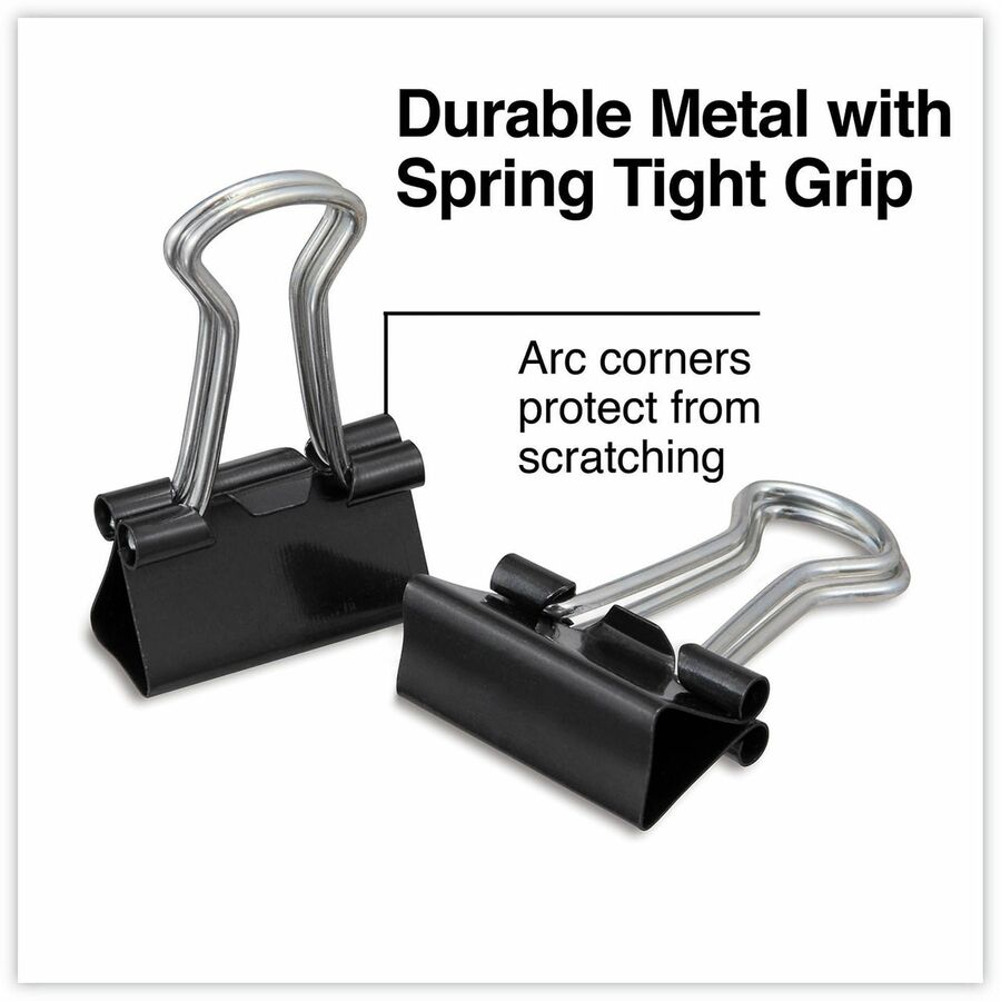 Binder Clips with Storage Tub, Mini, Black/Silver, 60/Pack