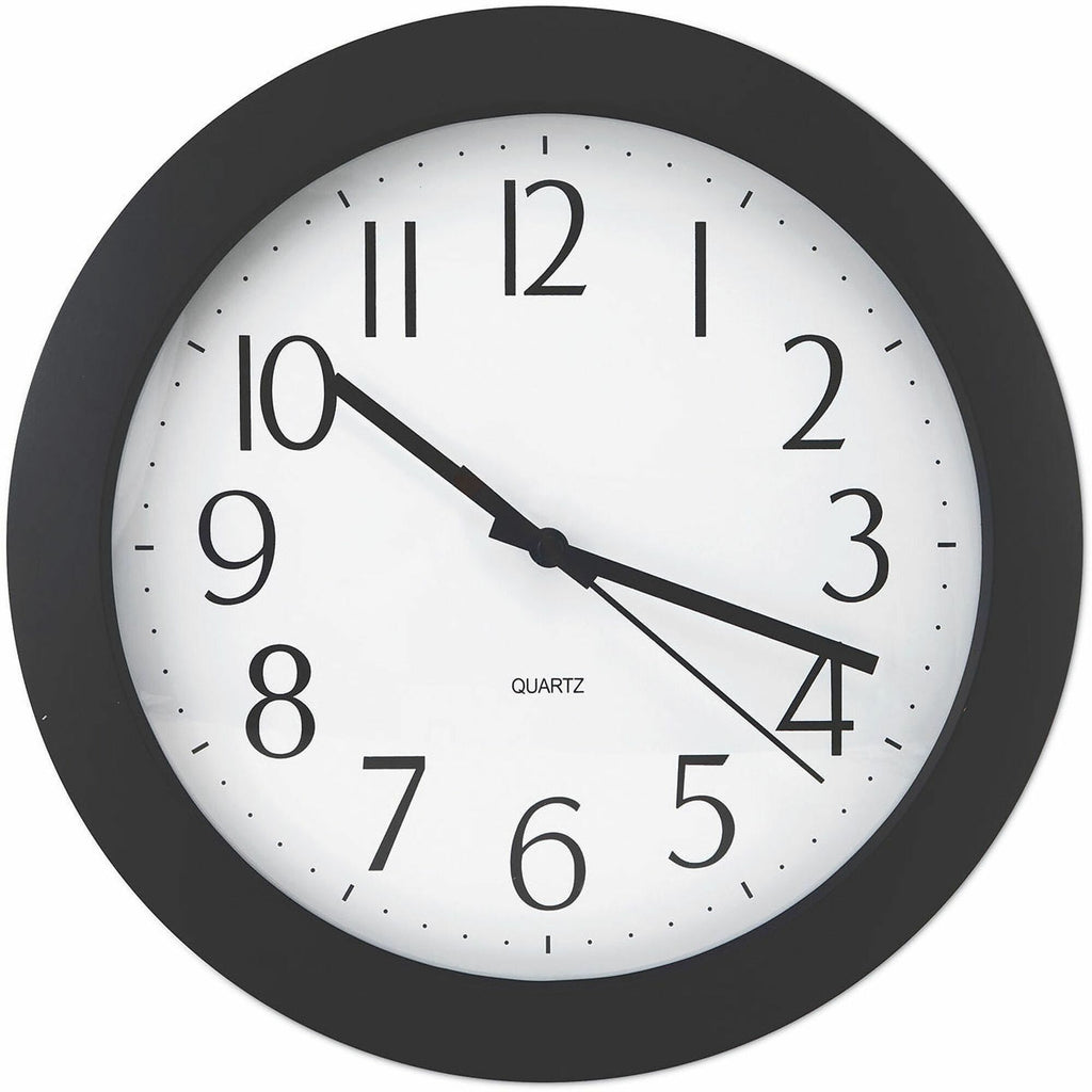 Whisper Quiet Clock, 12" Overall Diameter, Black Case, 1 AA (sold separately)