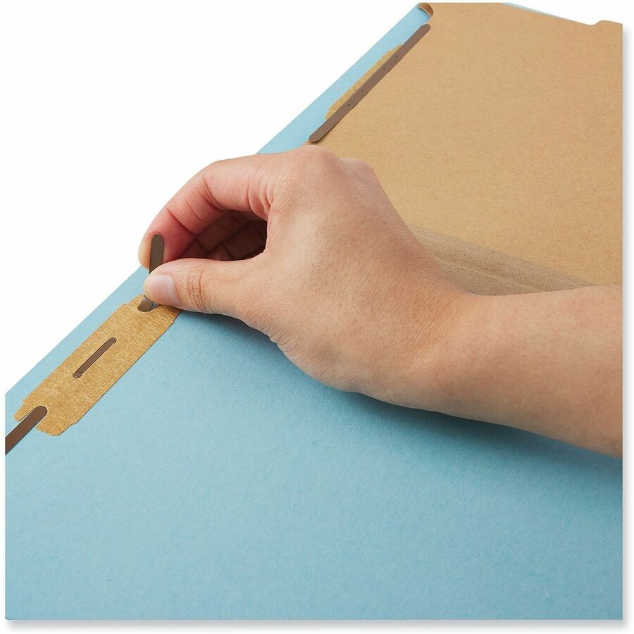 Top Tab Classification Folders, 1" Expansion, 2 Fasteners, Letter Size, Light Blue Exterior, 25/Box
