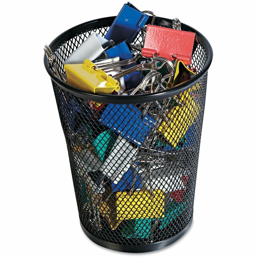 Jumbo Steel Mesh Pencil Cup, 4.38" Diameter x 5.38"h, Black