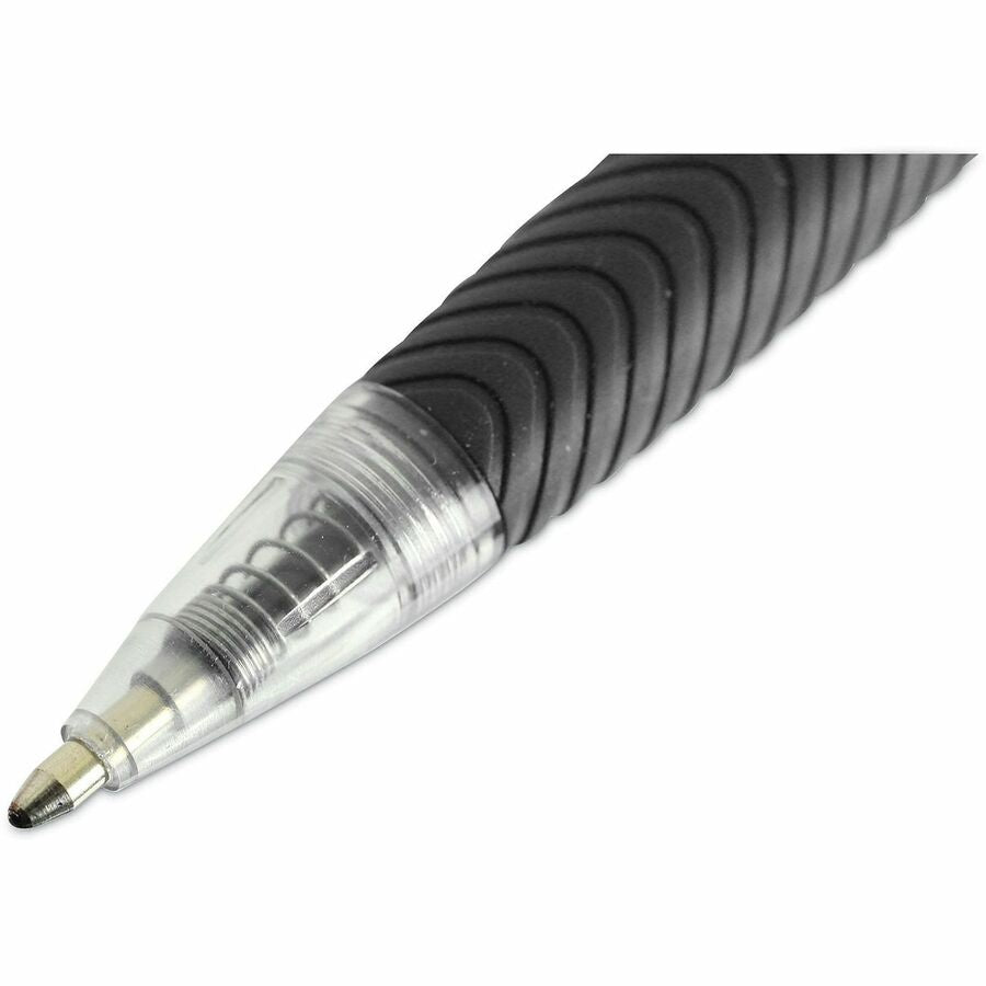 Comfort Grip Ballpoint Pen, Retractable, Medium 1 mm, Black Ink, Clear/Black Barrel, 48/Pack