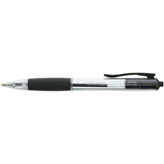 Comfort Grip Ballpoint Pen, Retractable, Medium 1 mm, Black Ink, Clear/Black Barrel, 48/Pack
