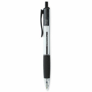 Comfort Grip Ballpoint Pen, Retractable, Medium 1 mm, Black Ink, Clear/Black Barrel, 48/Pack