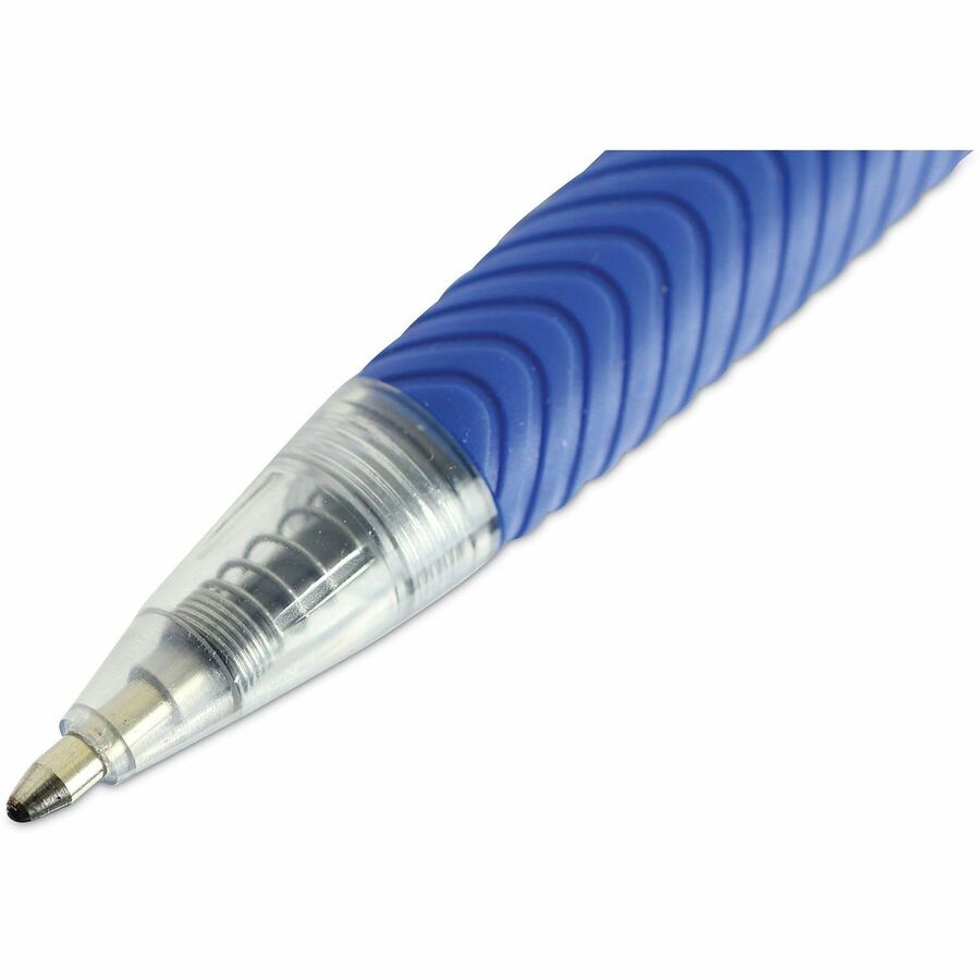 Comfort Grip Ballpoint Pen, Retractable, Medium 1 mm, Blue Ink, Clear/Blue Barrel, Dozen