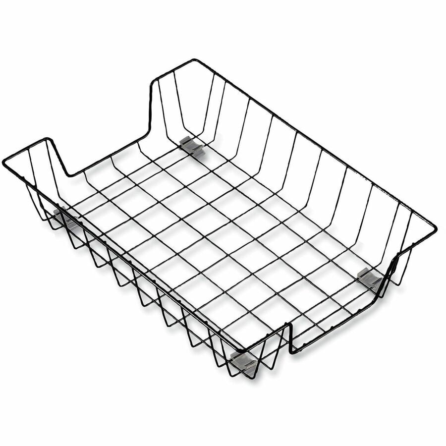 Wire Metal Letter Tray, 1 Section, Letter Size Files, 10" x 14.13" x 3", Black
