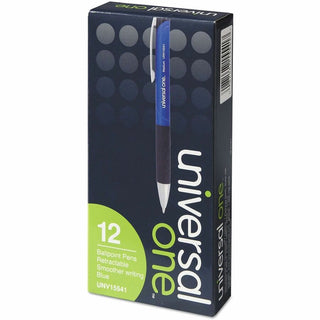 Comfort Grip Ballpoint Pen, Retractable, Medium 1 mm, Blue Ink, Blue/Black Barrel, Dozen