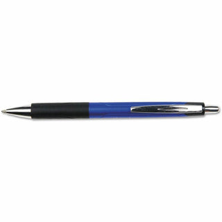 Comfort Grip Ballpoint Pen, Retractable, Medium 1 mm, Blue Ink, Blue/Black Barrel, Dozen