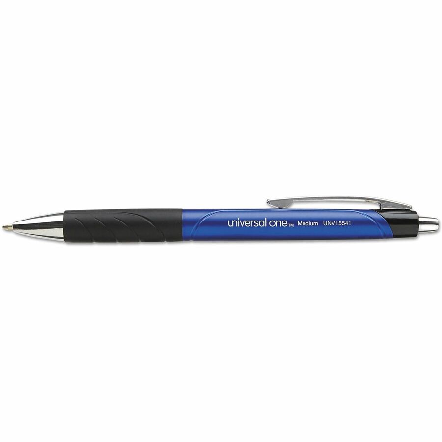Comfort Grip Ballpoint Pen, Retractable, Medium 1 mm, Blue Ink, Blue/Black Barrel, Dozen