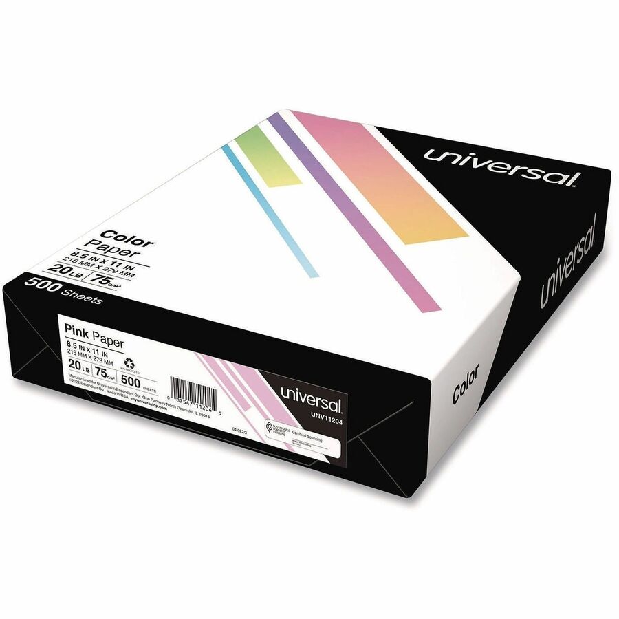 Deluxe Colored Paper, 20 lb Bond Weight, 8.5 x 11, Pink, 500 Sheets/Ream, 10 Reams/Carton