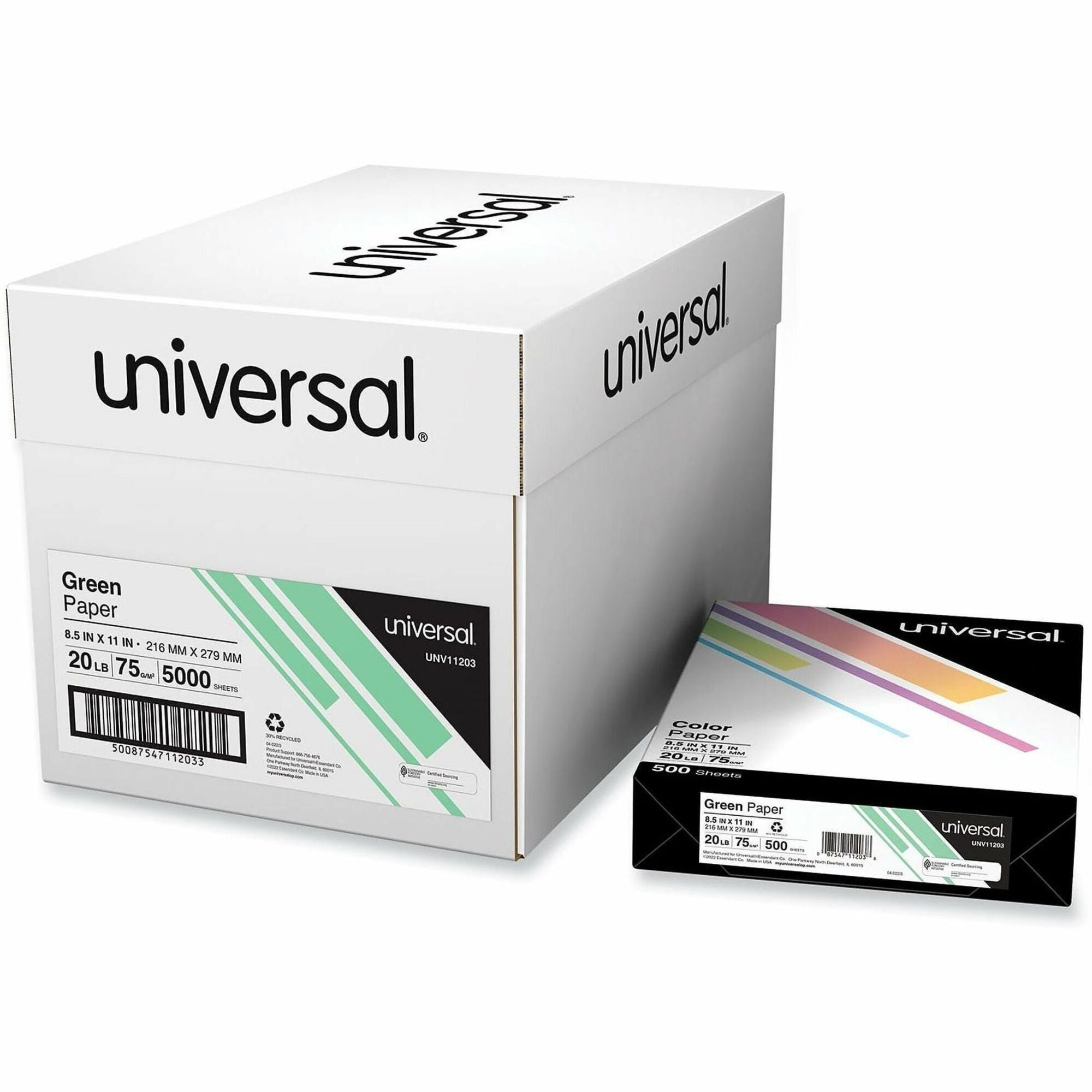 Deluxe Colored Paper, 20 lb Bond Weight, 8.5 x 11, Green, 500 Sheets/Ream, 10 Reams/Carton