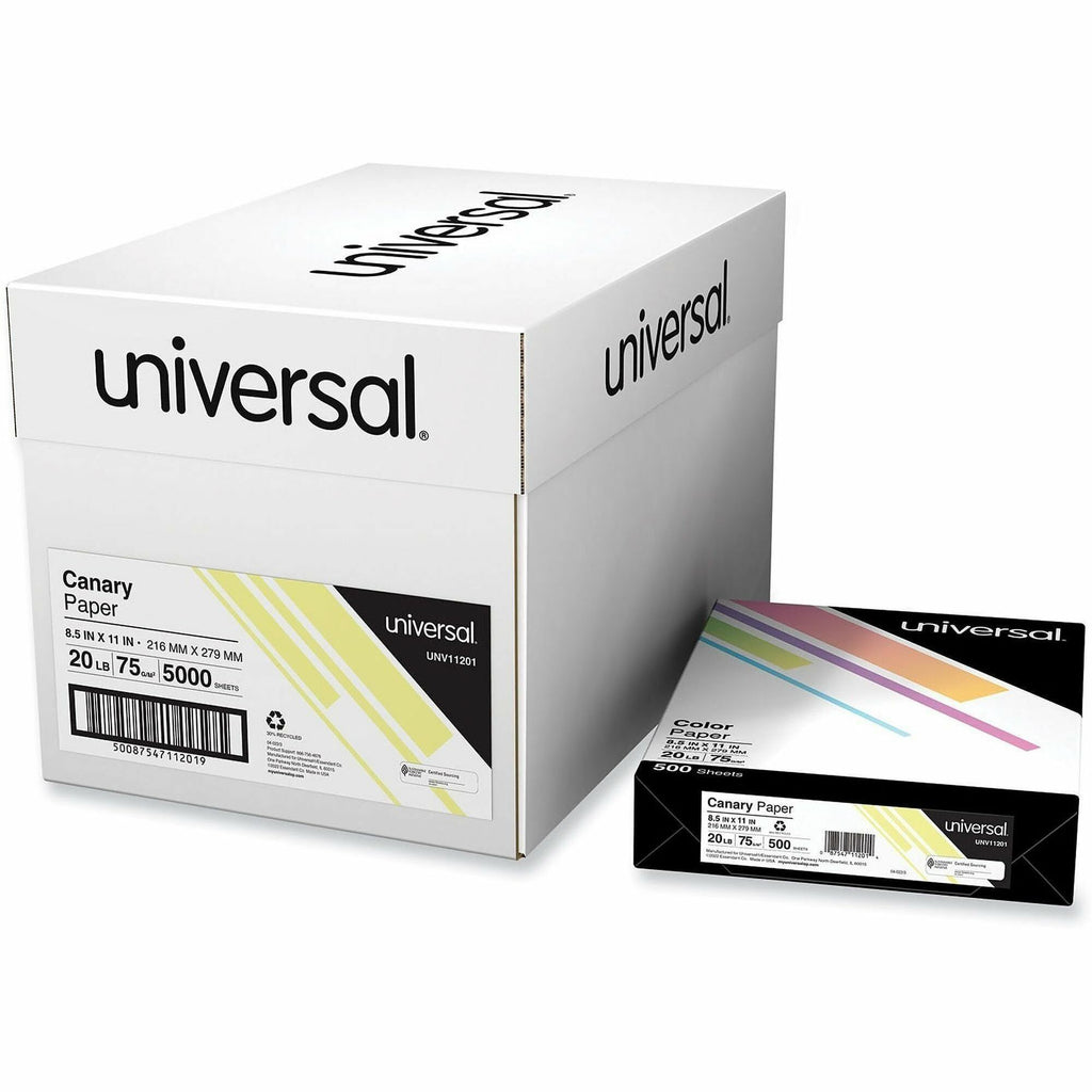 Deluxe Colored Paper, 20 lb Bond Weight, 8.5 x 11, Canary, 500 Sheets/Ream, 10 Reams/Carton