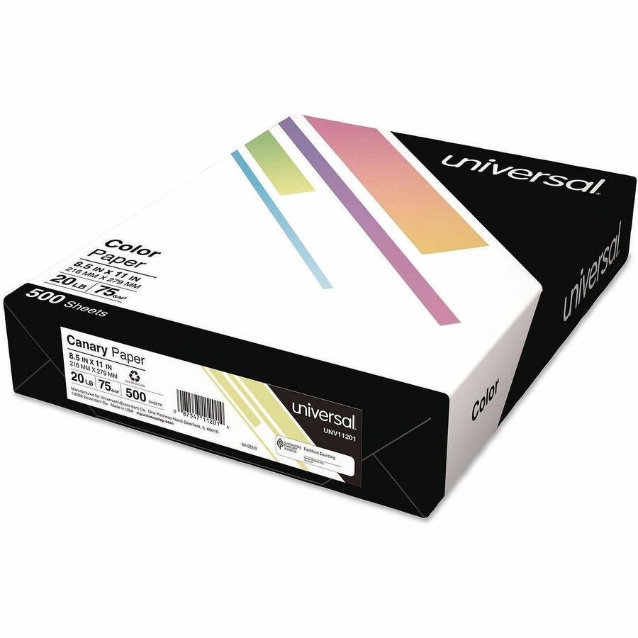 Deluxe Colored Paper, 20 lb Bond Weight, 8.5 x 11, Canary, 500 Sheets/Ream, 10 Reams/Carton