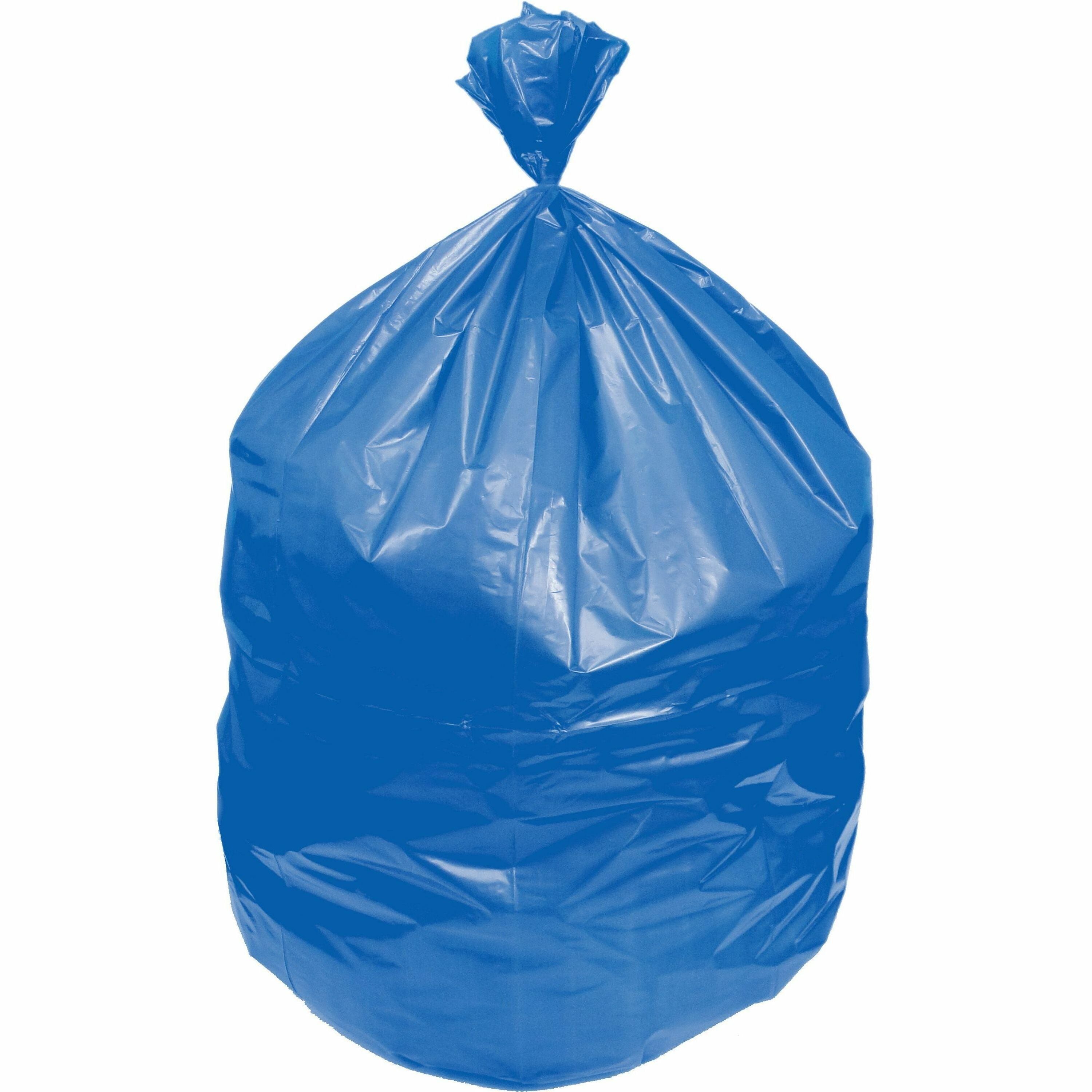 Eco Blend Max Can Liners, 60 gal, 0.8 mil, 38" x 58", Blue, 20 Bags/Roll, 5 Rolls/Carton