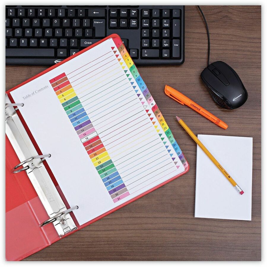 Deluxe Table of Contents Dividers for Printers, 31-Tab, 1 to 31, 11 x 8.5, White, 1 Set