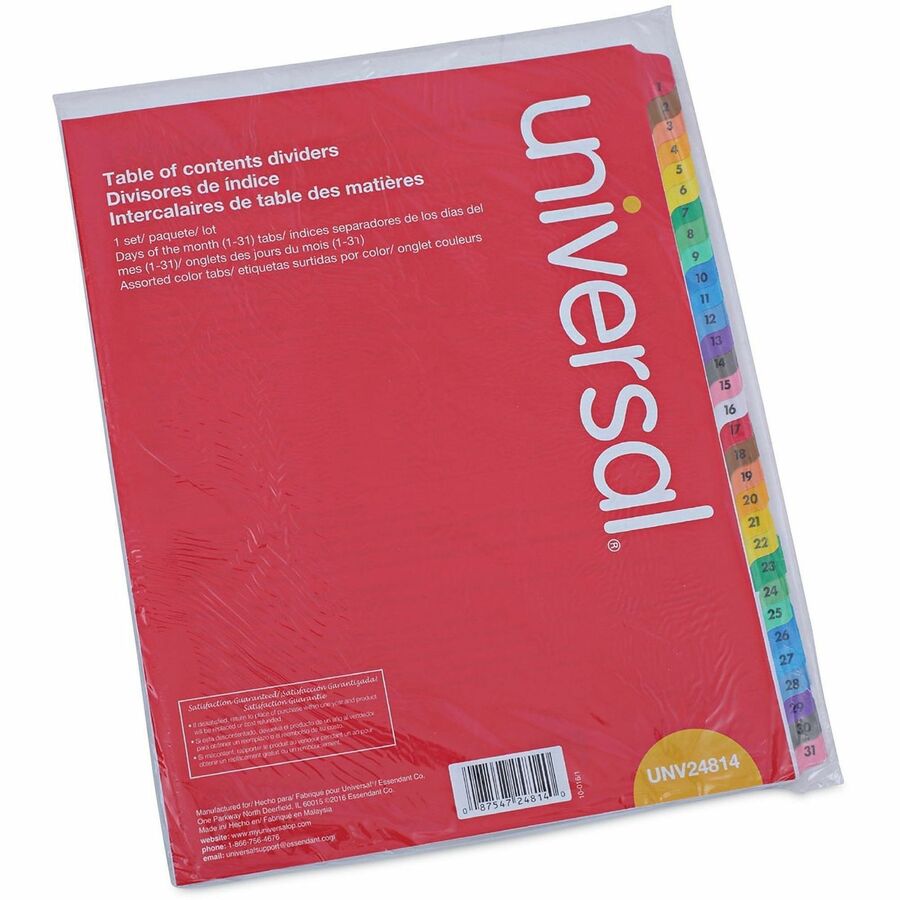 Deluxe Table of Contents Dividers for Printers, 31-Tab, 1 to 31, 11 x 8.5, White, 1 Set