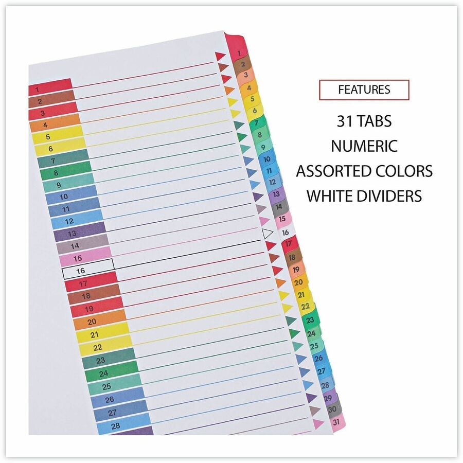Deluxe Table of Contents Dividers for Printers, 31-Tab, 1 to 31, 11 x 8.5, White, 1 Set
