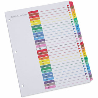 Deluxe Table of Contents Dividers for Printers, 31-Tab, 1 to 31, 11 x 8.5, White, 1 Set