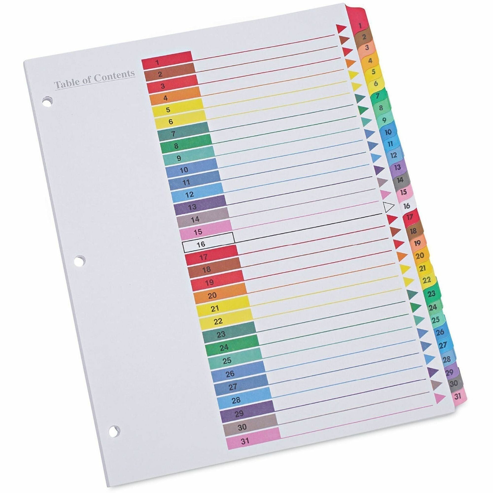 Deluxe Table of Contents Dividers for Printers, 31-Tab, 1 to 31, 11 x 8.5, White, 1 Set