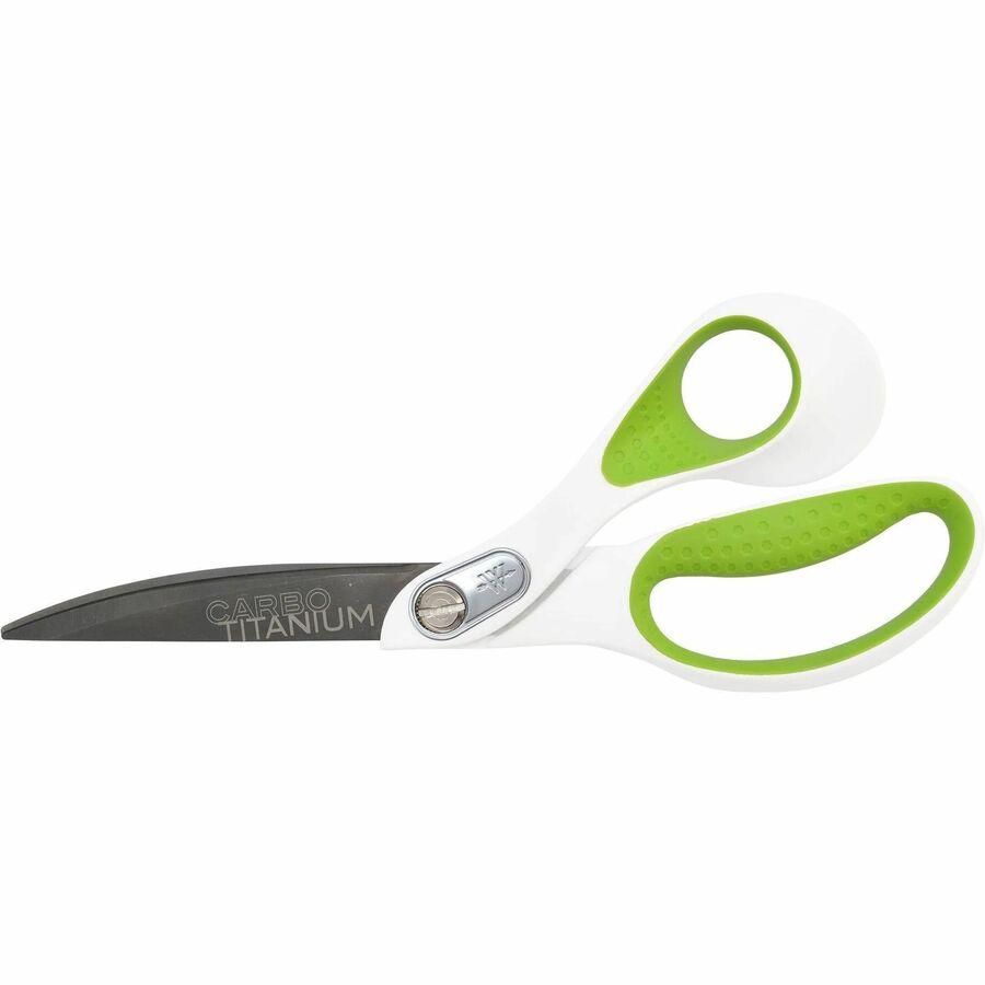 CarboTitanium Bonded Scissors, 9" Long, 4.5" Cut Length, White/Green Bent Handle