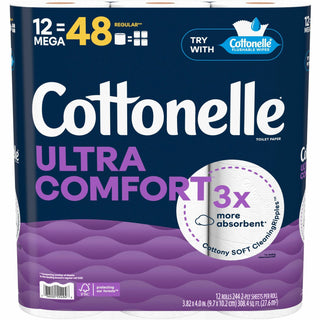 Ultra ComfortCare Toilet Paper, Soft Tissue, Mega Rolls, Septic Safe, 2-Ply, White, 284/Roll, 12 Rolls/Pack, 48 Rolls/Carton
