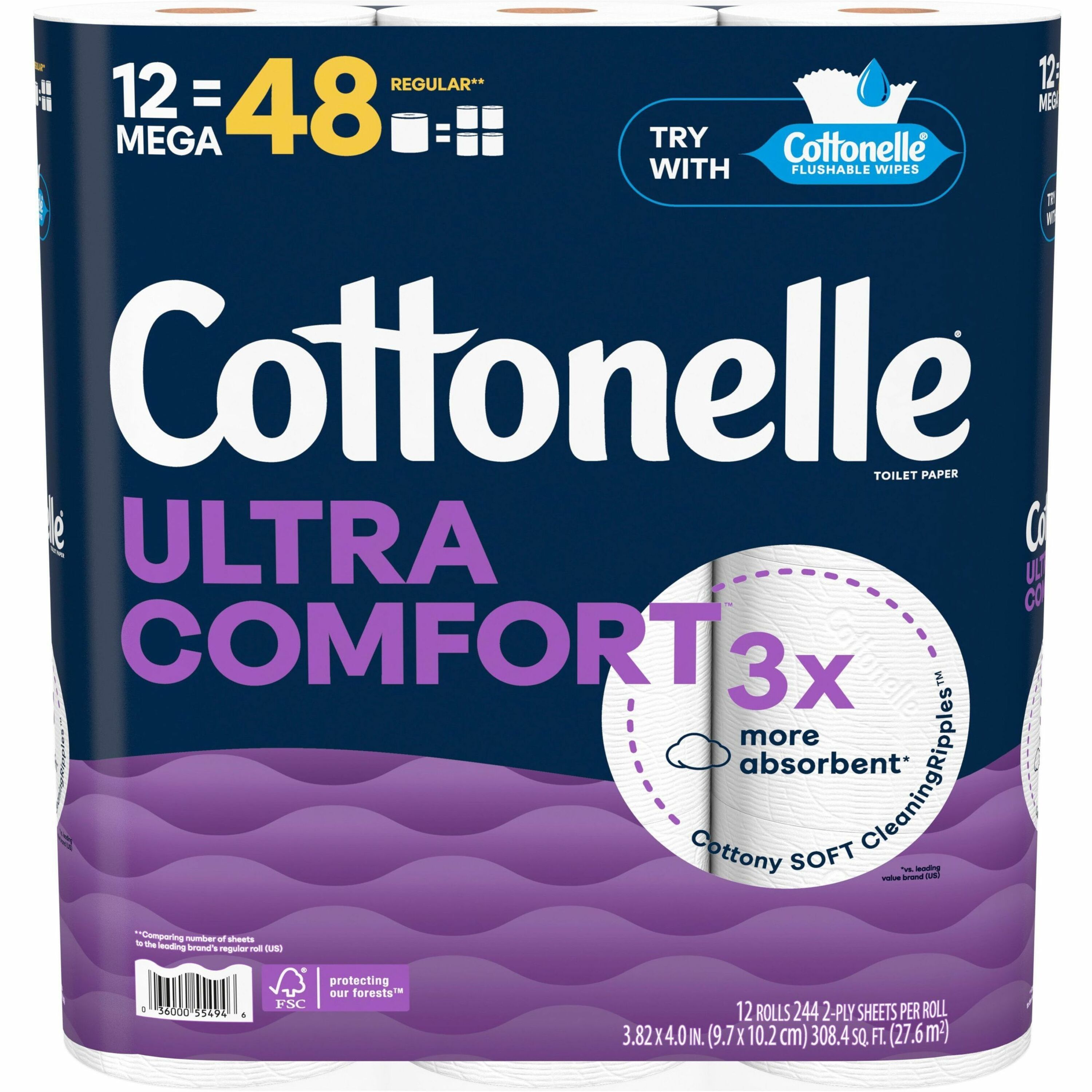 Ultra ComfortCare Toilet Paper, Soft Tissue, Mega Rolls, Septic Safe, 2-Ply, White, 284/Roll, 12 Rolls/Pack, 48 Rolls/Carton