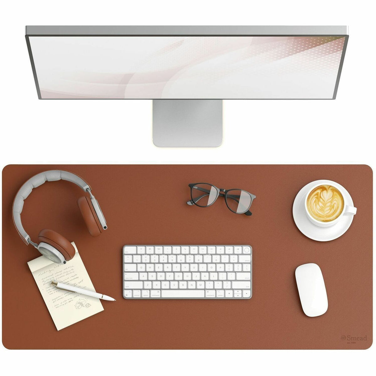 Vegan Leather Desk Pads, 31.5" x 15.7", Brown
