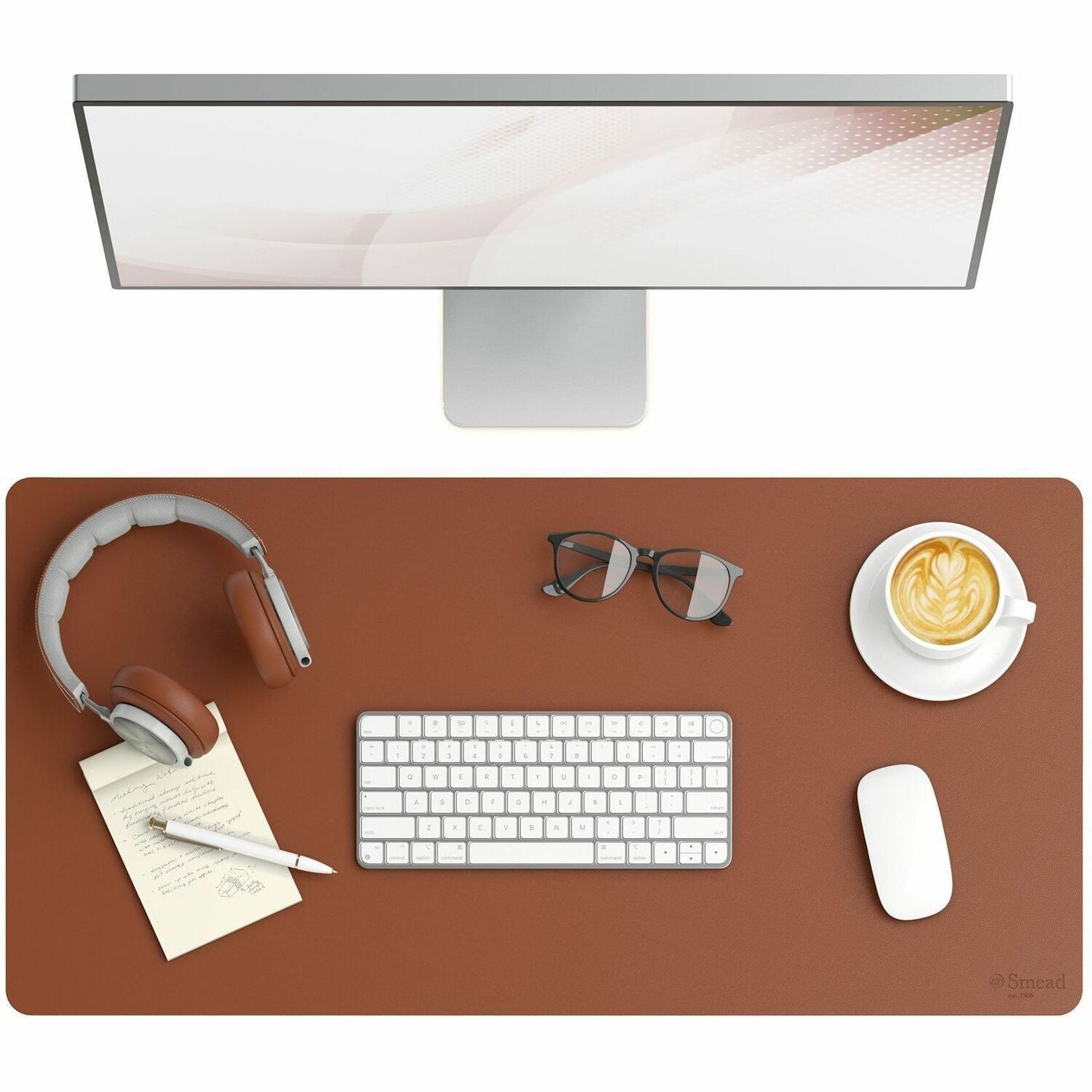 Vegan Leather Desk Pads, 31.5" x 15.7", Brown