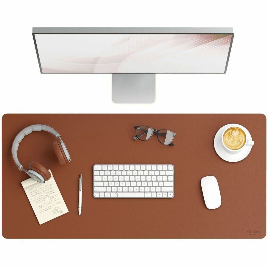 Vegan Leather Desk Pads, 36" x 17", Brown