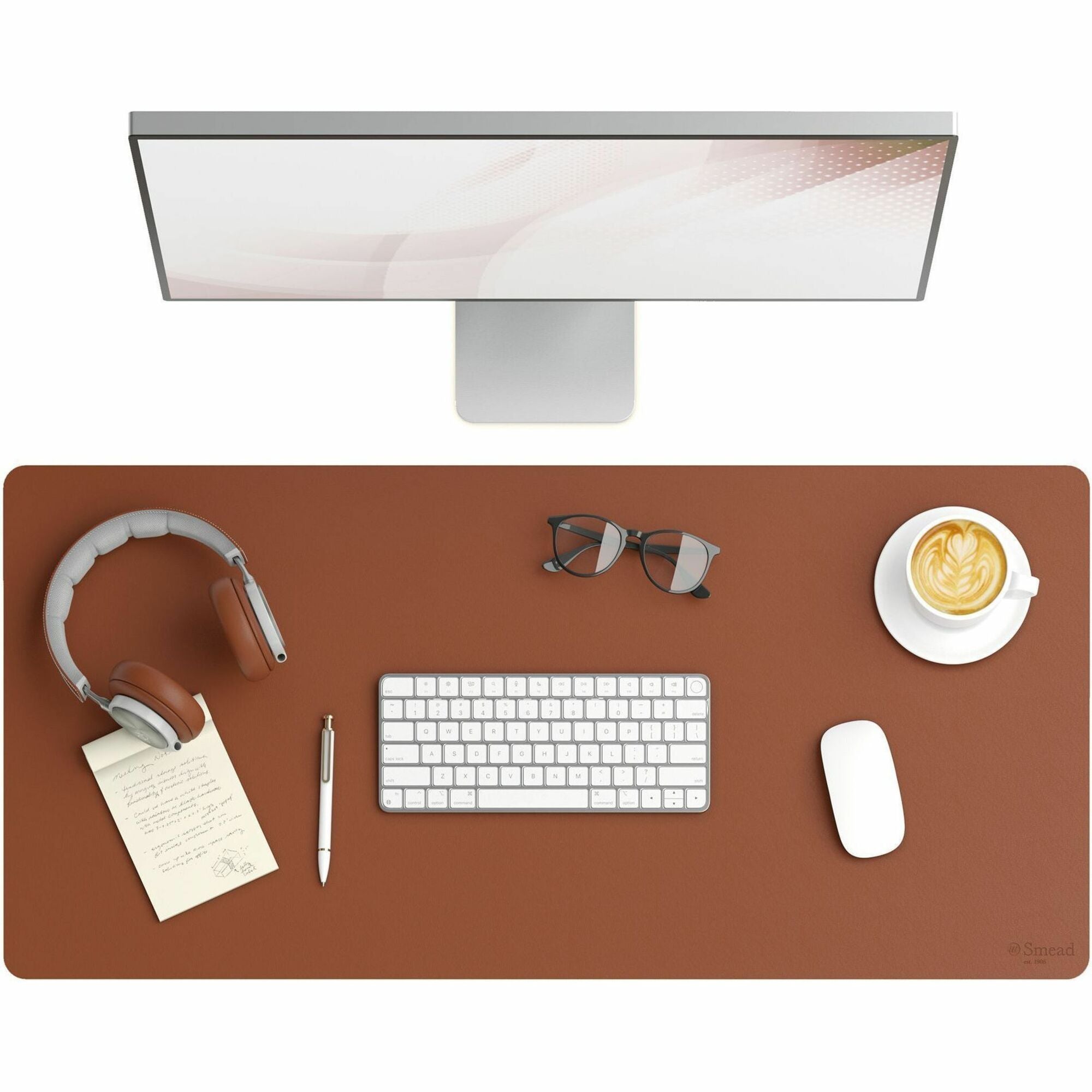 Vegan Leather Desk Pads, 36" x 17", Brown