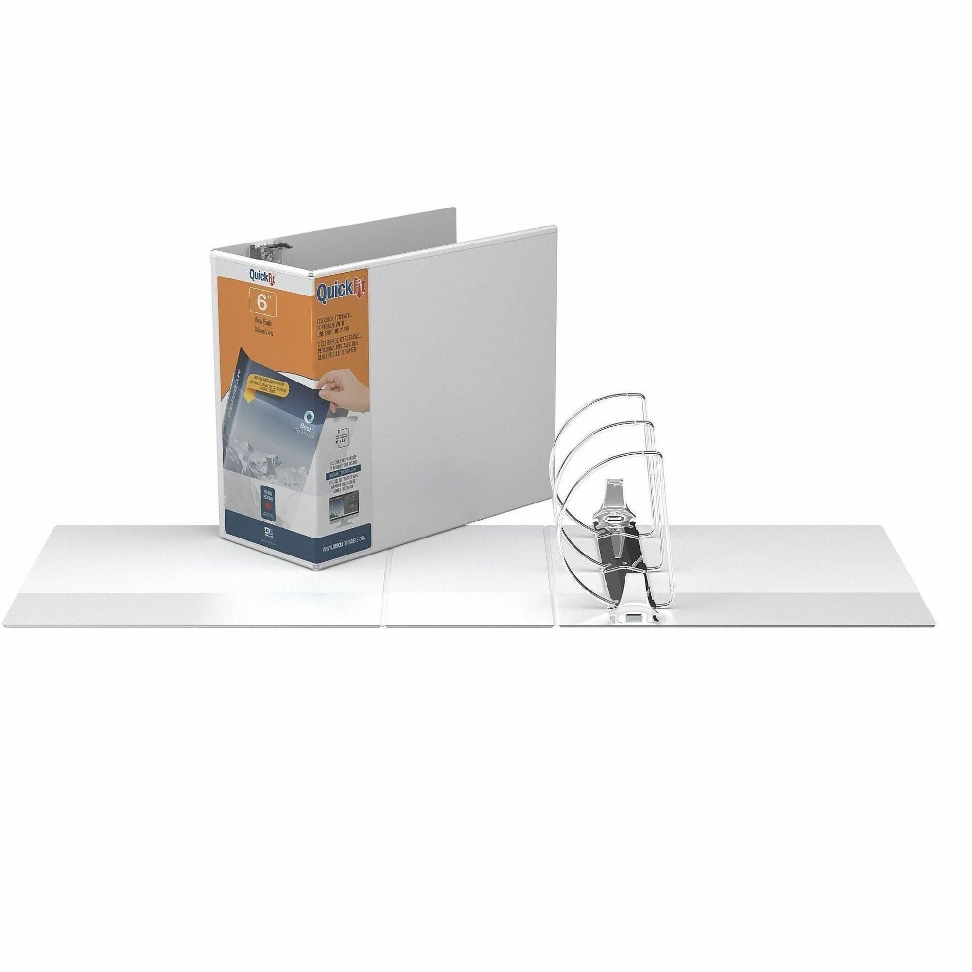 QuickFit D-Ring View Binders - 6" Binder Capacity - Letter - 1350 Sheet Capacity - 6" Ring - 3 x D-Ring Fastener(s) - Internal, Front, Back Pocket(s) - Polypropylene - White - Recycled - Wrap-around, Spine, Print-transfer Resistant, PVC-free, Exposed
