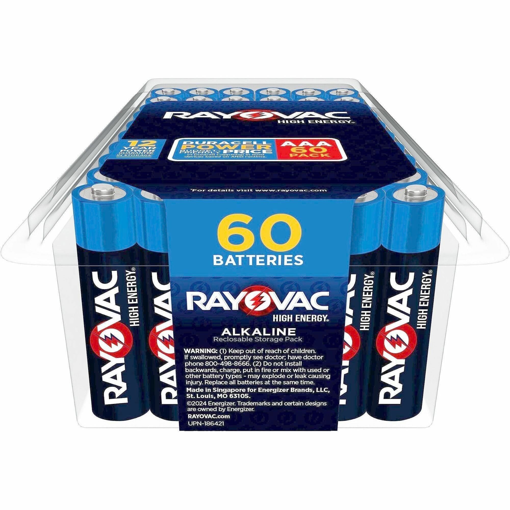 Alkaline AAA Batteries, 60/Pack