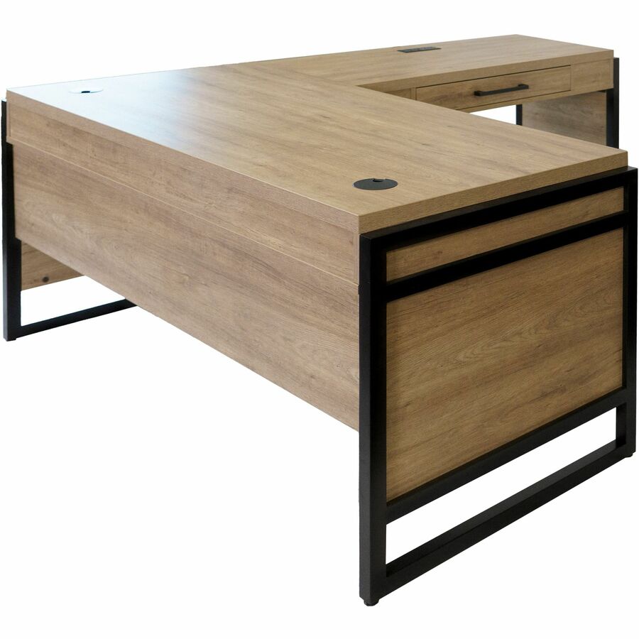 Martin Mason Open L Desk Box 1 of 2 - 60" x 30" x 31" - 1 x Storage Drawer(s) - Material: Solid Wood - Finish: Monarca Natural