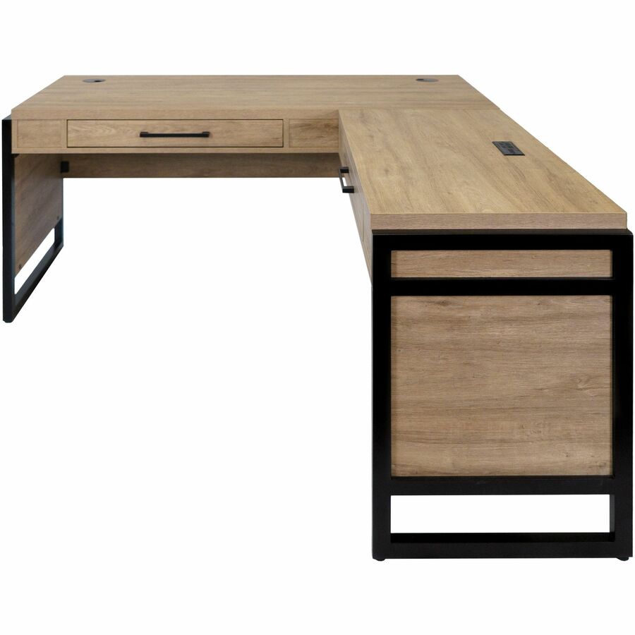 Martin Mason Open L Desk Box 1 of 2 - 60" x 30" x 31" - 1 x Storage Drawer(s) - Material: Solid Wood - Finish: Monarca Natural