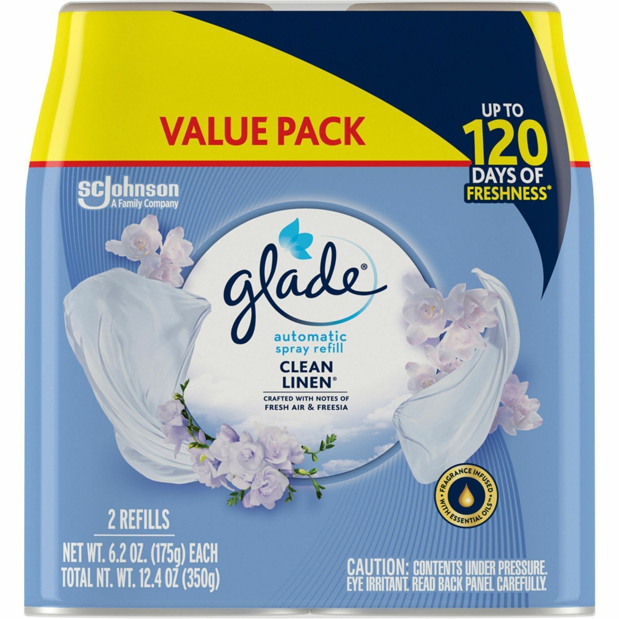 Glade Automatic Spray Refill Value Pack - 12.40 oz - Clean Linen - 60 Day - 2 / Pack - Long Lasting, Phthalate-free, Paraben-free, Formaldehyde-free