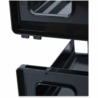 Recycled Plastic Side Load Desk Trays, 2 Sections, Letter Size Files, 13" x 9" x 2.75", Black