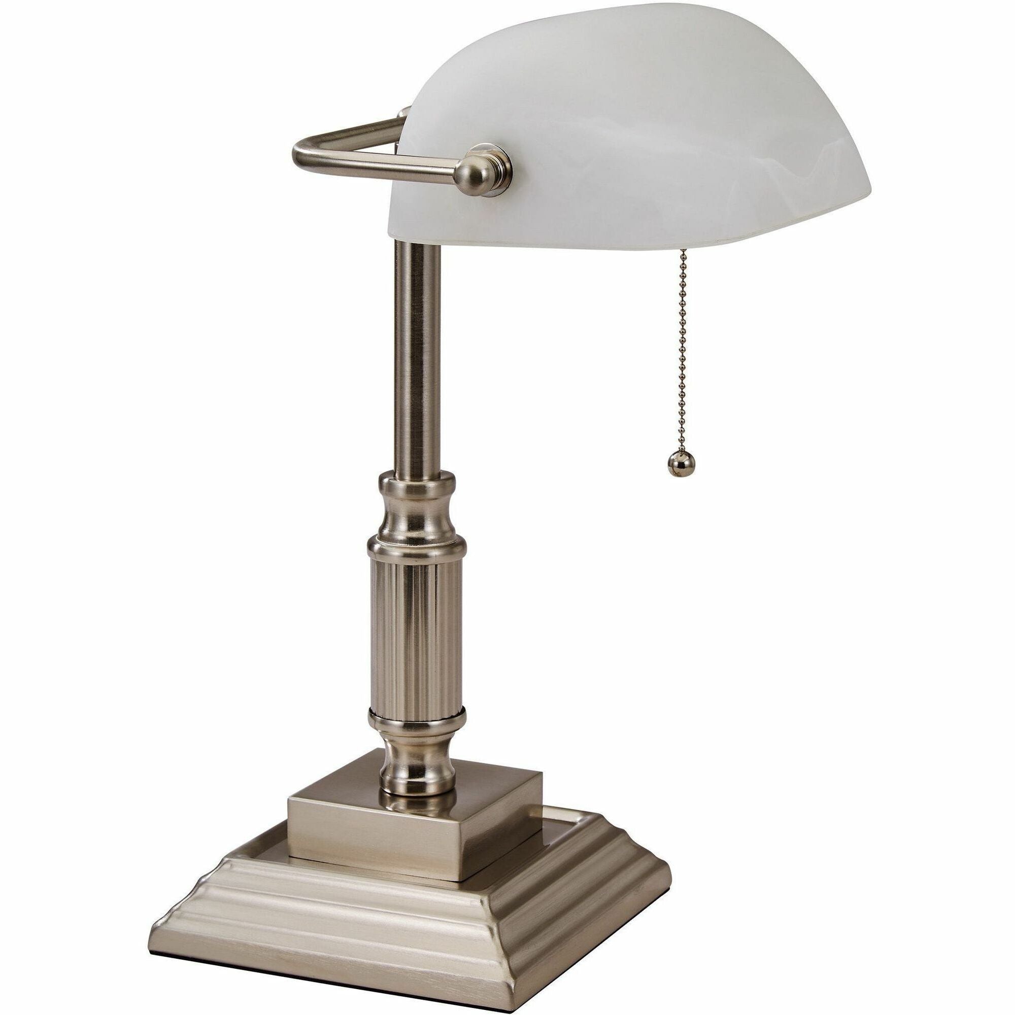LED Bankers Lamp with Frosted Shade, 14.75" High, Brushed Nickel, Ships in 4-6 Business Days