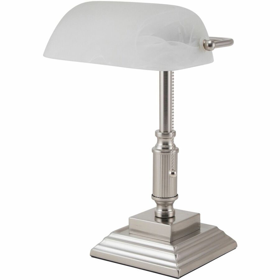 LED Bankers Lamp with Frosted Shade, 14.75" High, Brushed Nickel, Ships in 4-6 Business Days