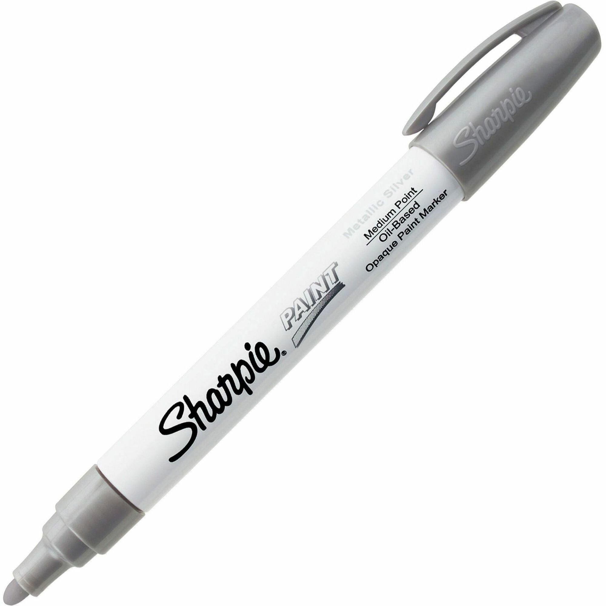 Permanent Paint Marker, Medium Bullet Tip, Silver