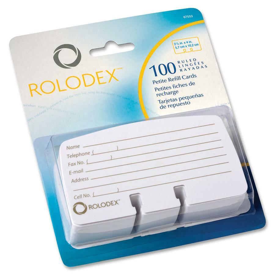 Petite Refill Cards, 2.25 x 4, White, 100 Cards/Pack
