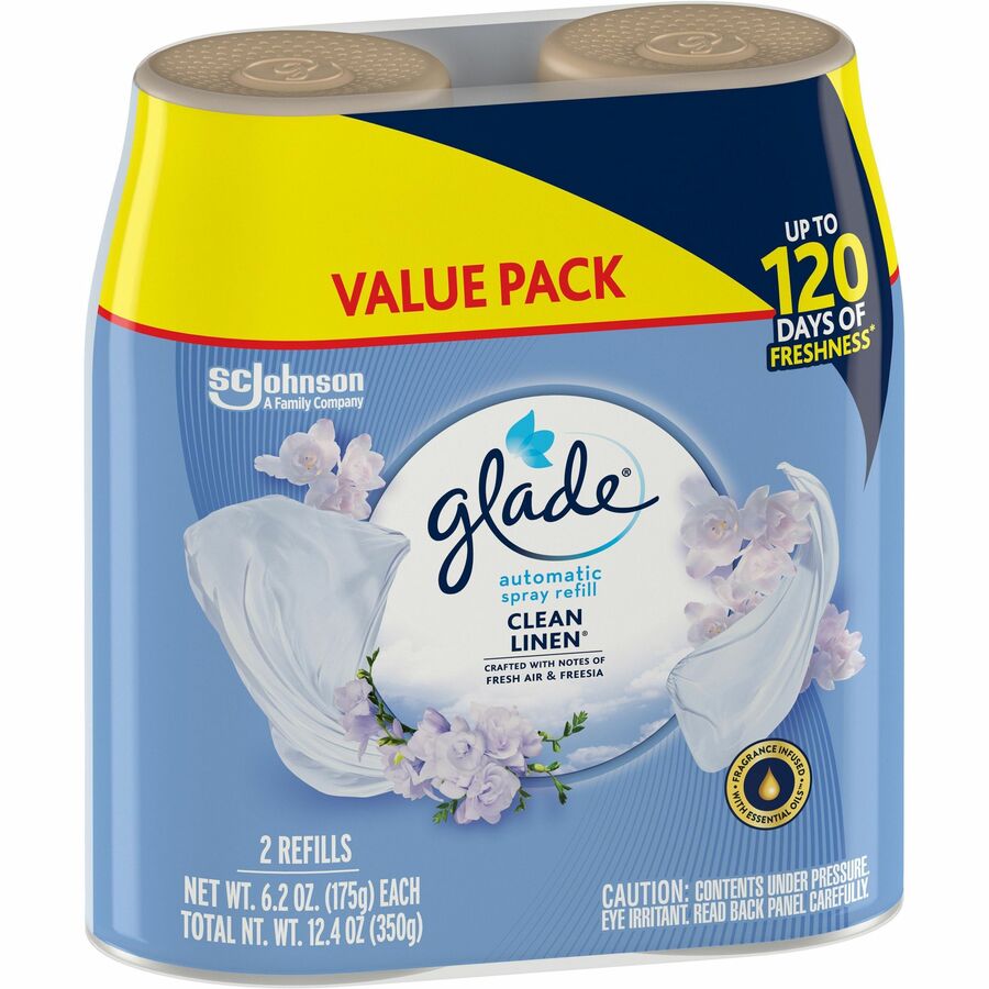 Glade Automatic Spray Refill Value Pack - 12.40 oz - Clean Linen - 60 Day - 3 / Carton - Long Lasting, Phthalate-free, Paraben-free, Formaldehyde-free