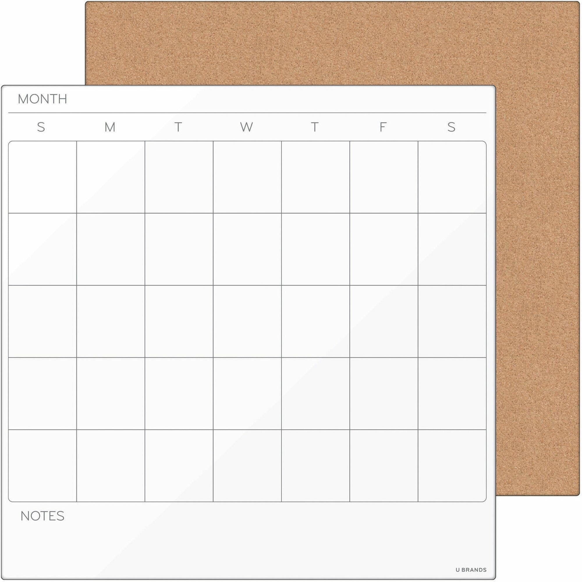 Tile Board Value Pack, (1) Tan Cork Bulletin, (1) White Undated Calendar Dry Erase, 14 x 14