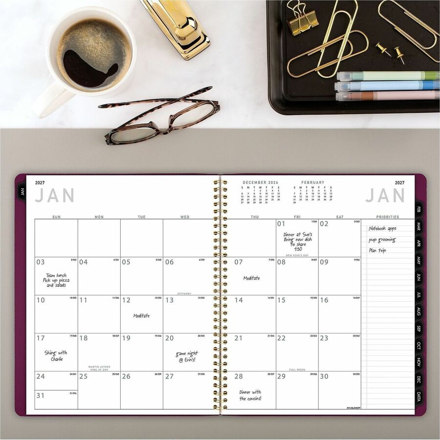 Contemporary Monthly Planner, 11.38 x 9.63, Purple Cover, 12-Month (Jan to Dec): 2024