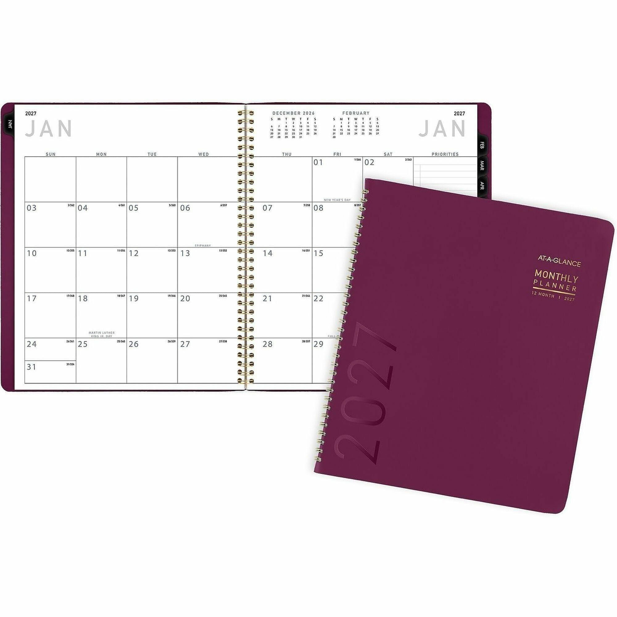 Contemporary Monthly Planner, 11.38 x 9.63, Purple Cover, 12-Month (Jan to Dec): 2024