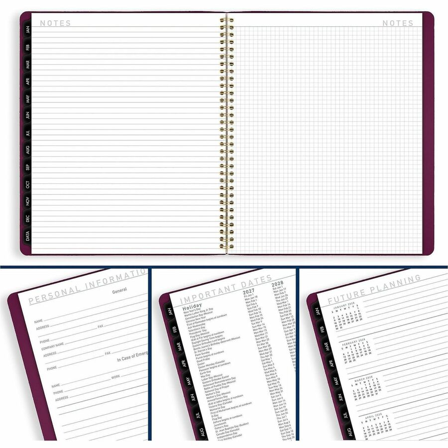 Contemporary Monthly Planner, 11.38 x 9.63, Purple Cover, 12-Month (Jan to Dec): 2024