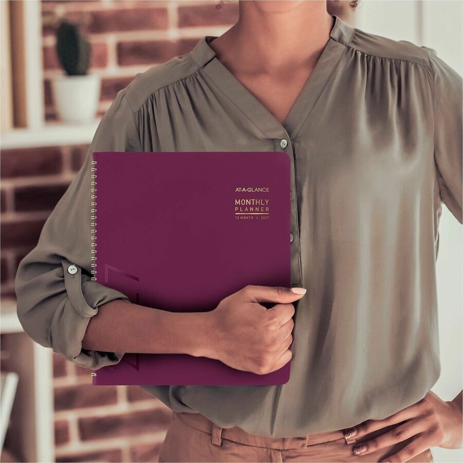 Contemporary Monthly Planner, 11.38 x 9.63, Purple Cover, 12-Month (Jan to Dec): 2024