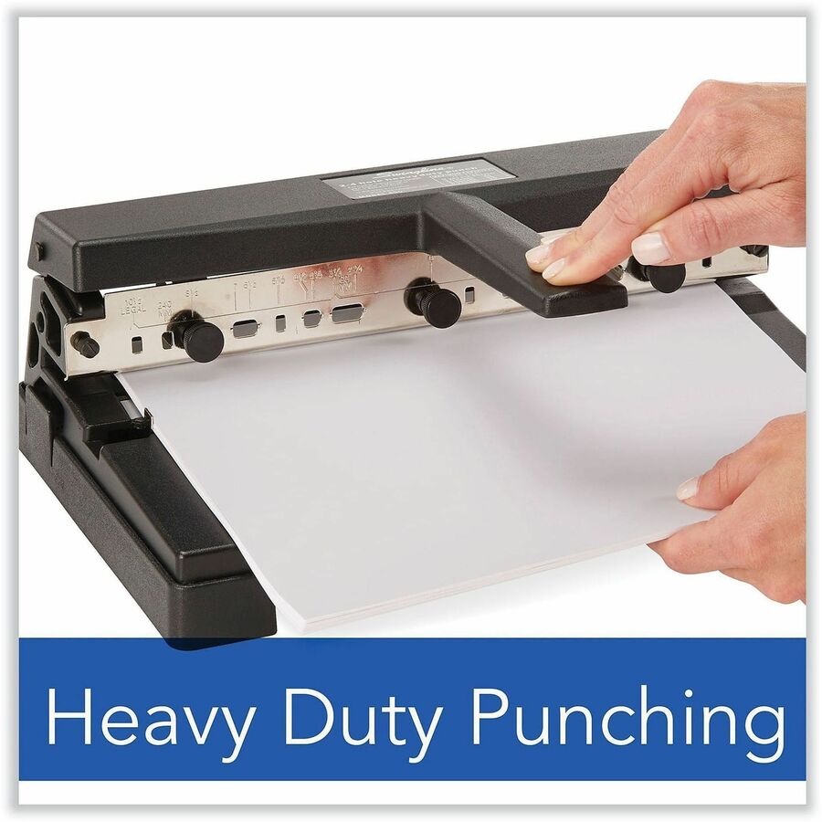 40-Sheet Heavy-Duty Two- to Four-Hole Adjustable Heavy-Duty Paper Punch, 9/32" Holes, Black