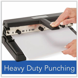 40-Sheet Heavy-Duty Two- to Four-Hole Adjustable Heavy-Duty Paper Punch, 9/32" Holes, Black