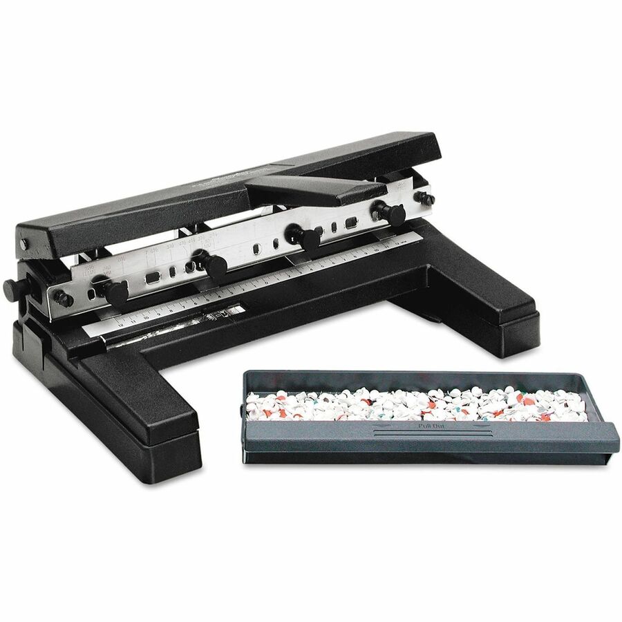 40-Sheet Heavy-Duty Two- to Four-Hole Adjustable Heavy-Duty Paper Punch, 9/32" Holes, Black