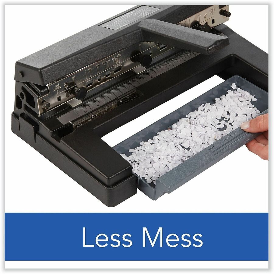 40-Sheet Heavy-Duty Two- to Four-Hole Adjustable Heavy-Duty Paper Punch, 9/32" Holes, Black