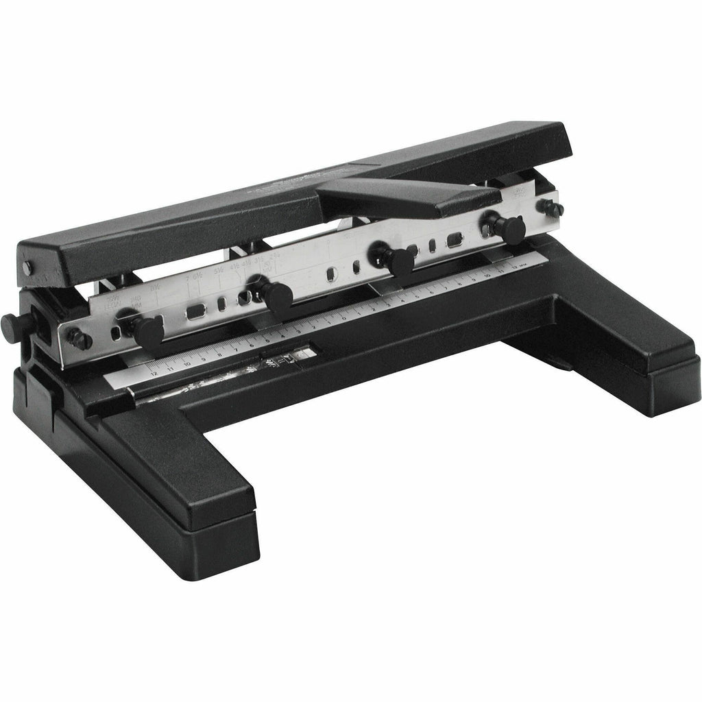 40-Sheet Heavy-Duty Two- to Four-Hole Adjustable Heavy-Duty Paper Punch, 9/32" Holes, Black